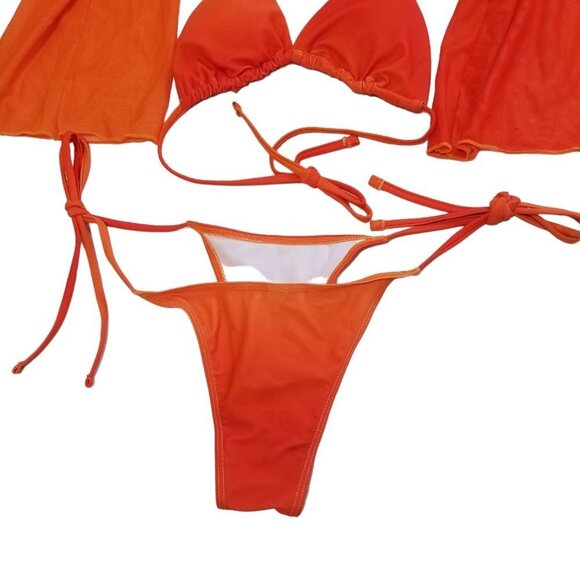 NEW SHEIN 3pack Solid Halter Triangle Bikini Swimsuit & Cover Up Top Size S Colo - Picture 5 of 10